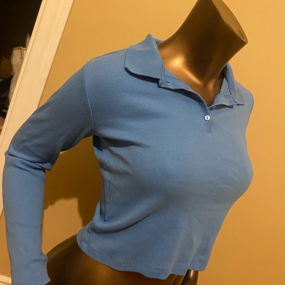 Zara blue polo long sleeve